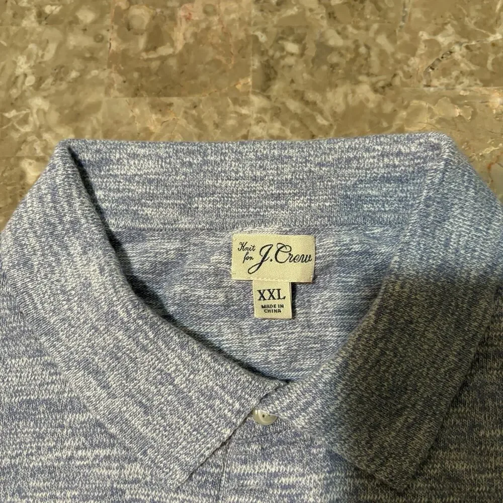 J Crew Sweater Polo Shirt Mens 2XL Blue Cotton Blend Short Sleeve BZ522 - Picture 5 of 9